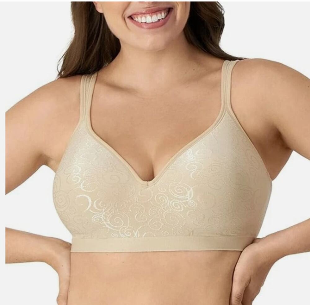 Bali Size 36DD Comfort Revolution Wire-Free Lined Bra - Beige Swirl Style #3463